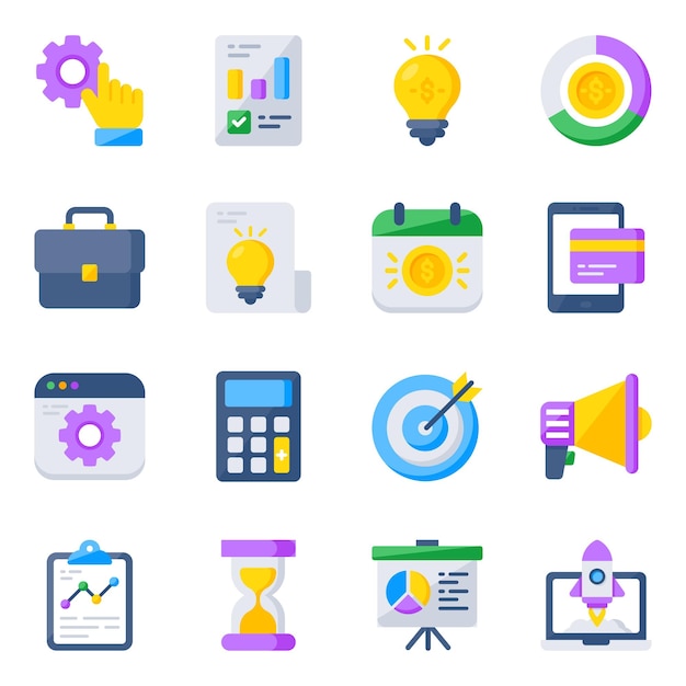 Vector pack of business and finance flat icons