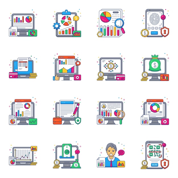 Vector pack of business flat icons