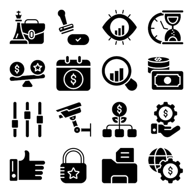 Pack of Business Graphic Glyph Icons