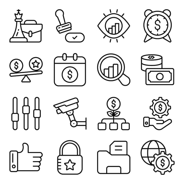 Vector pack of business graphic linear icons