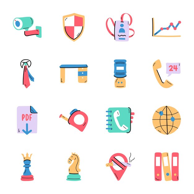 Pack of business hand drawn icons