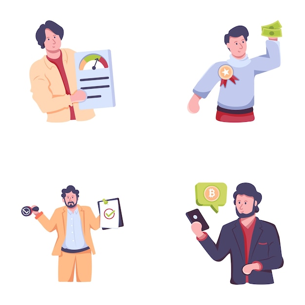 Pack of business people flat illustrations