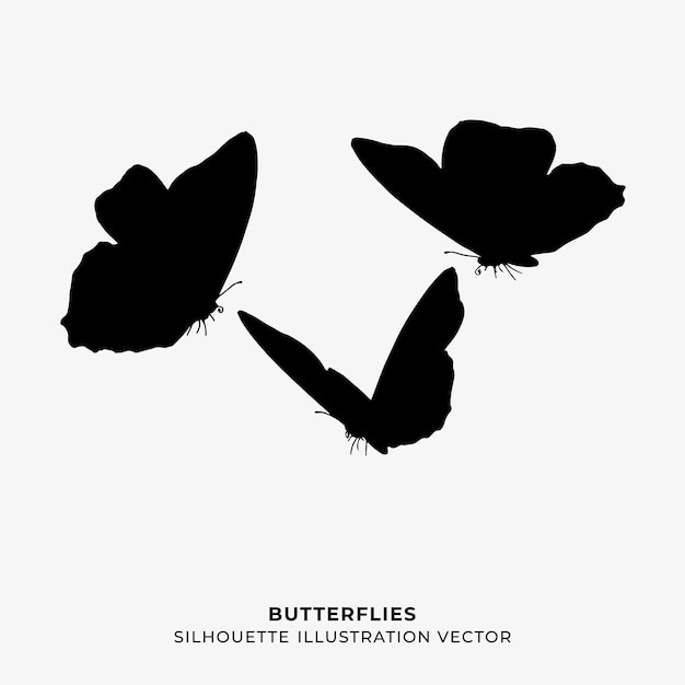 Vector pack of butterflies silhouette vector illustration