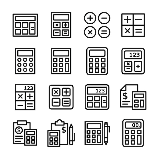 Vector pack of calculator line icons