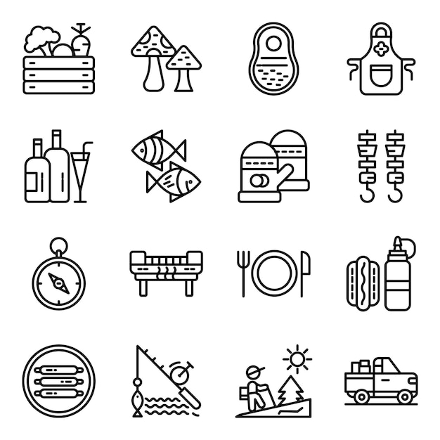 Pack of Camping and Picnic Solid Icons