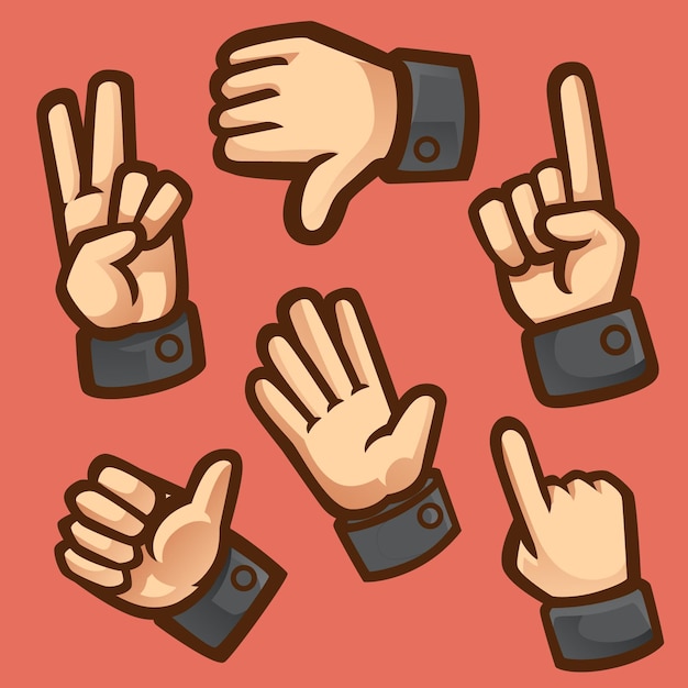 a pack of cartoon hand