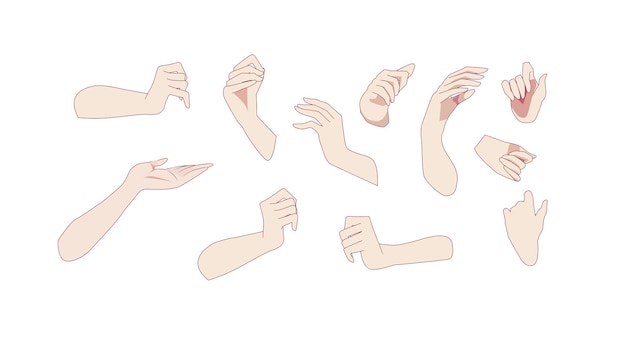 Premium Vector | Pack of cartoon hands in various gestures