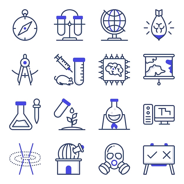 Pack of Chemistry Flat Icons