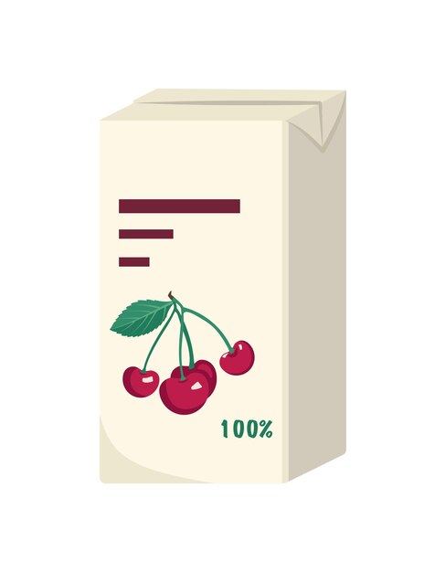 Pack of cherry juice or drink sweet delicious food and beverage vector flat illustration