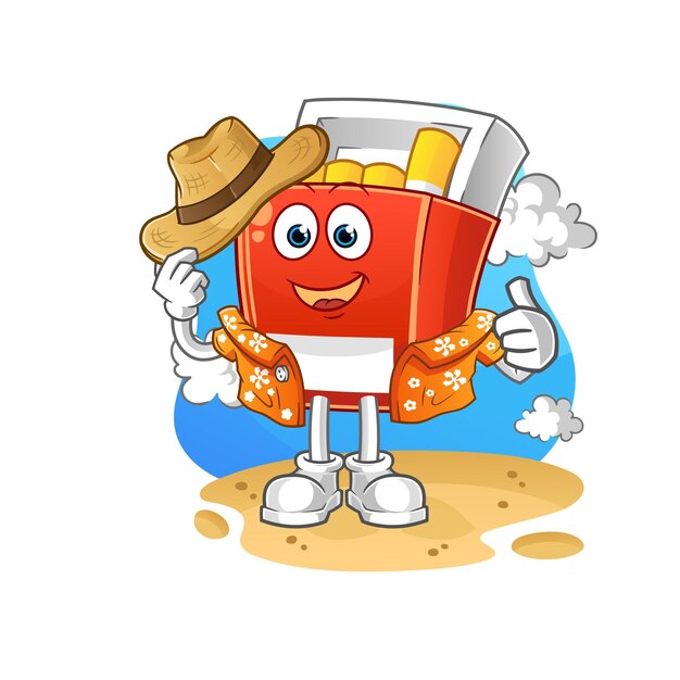 Pack of cigarette go on vacation cartoon mascot vectorxa