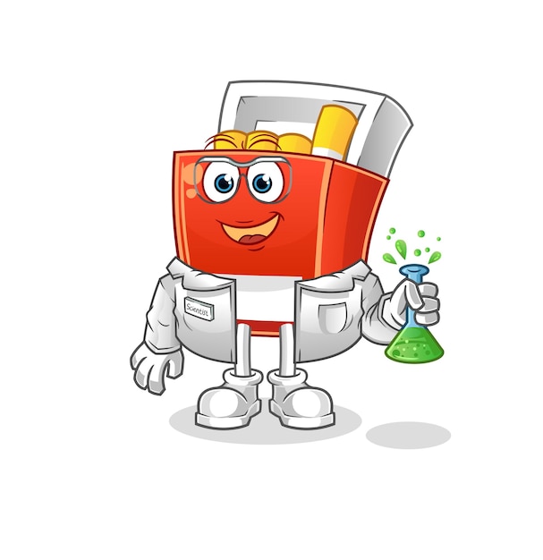 Pack of cigarette scientist character cartoon mascot vectorxA