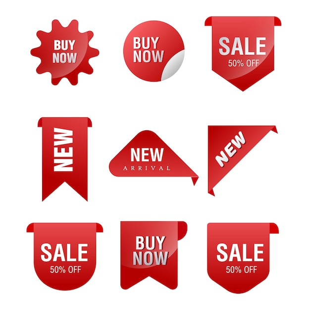 Vector pack of color labels with special discounts flash sales buy now new arrivals best offer vector