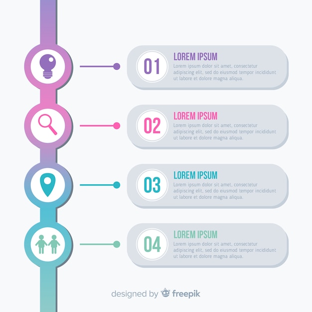 Vettore confezione di passaggi infografica colorati