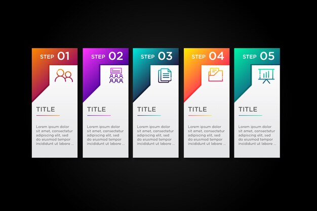 Pack of colorful infographic steps