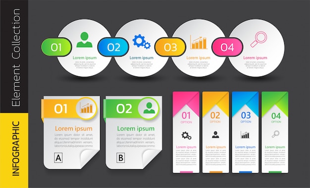 Pack of colorful infographics template design