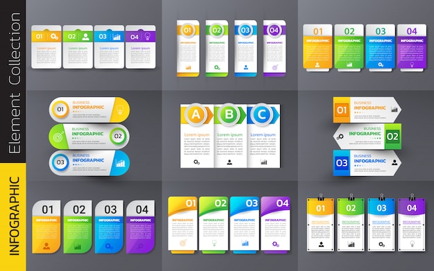 Pack of colorful infographics template design.