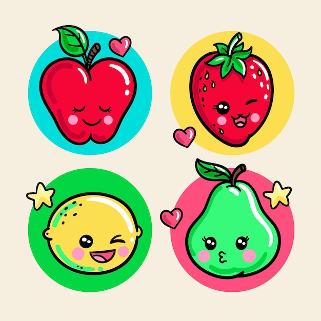 Vector pack of colorful kawaii food