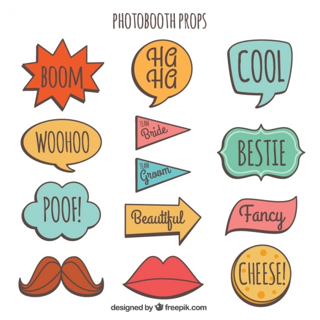 Vector pack of colorful signs for weddings