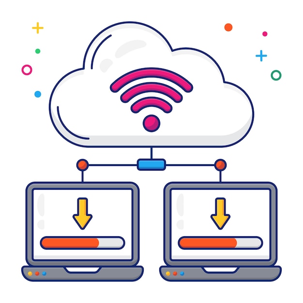 Pacchetto di tecnologia di comunicazione e dispositivi icone lineari