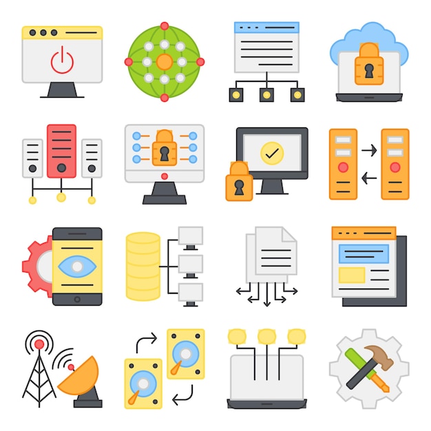 Vector pack of computer accessories flat icons