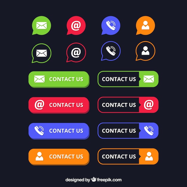 Pack of contact buttons and icons