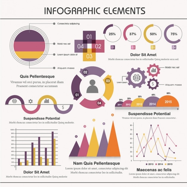 Vector pack of creative charts for infographics