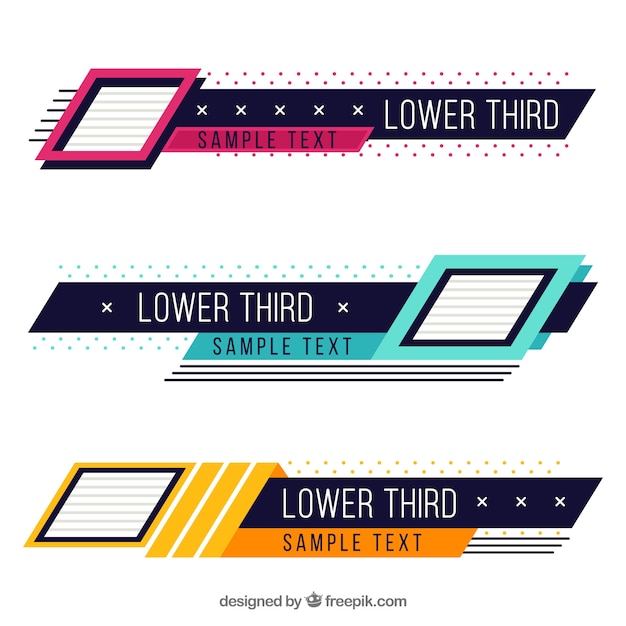 Pack of creative colorful lower thirds