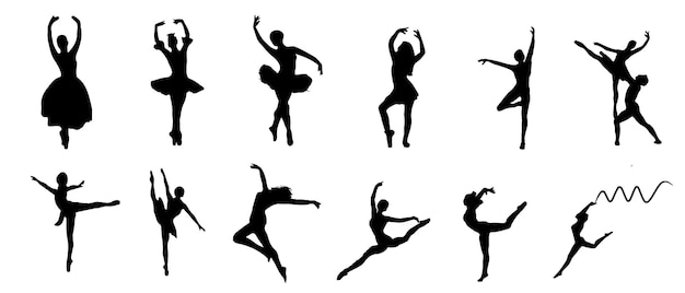 Vector pack of dance silhouettes silhouettes of dancing girls vector illustration