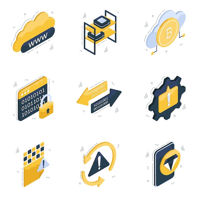 Pack of Data and Management Isometric Icons