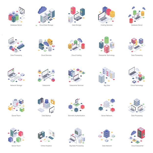 A Pack of Database Hosting Isometric