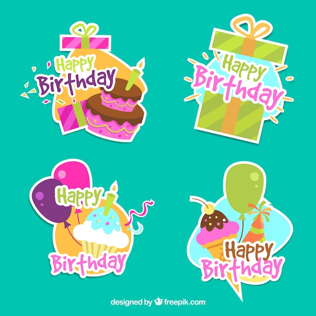 Pack of decorative birthday stickers