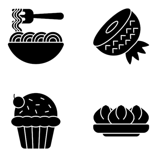 Pack of Delicious Food Glyph Icons