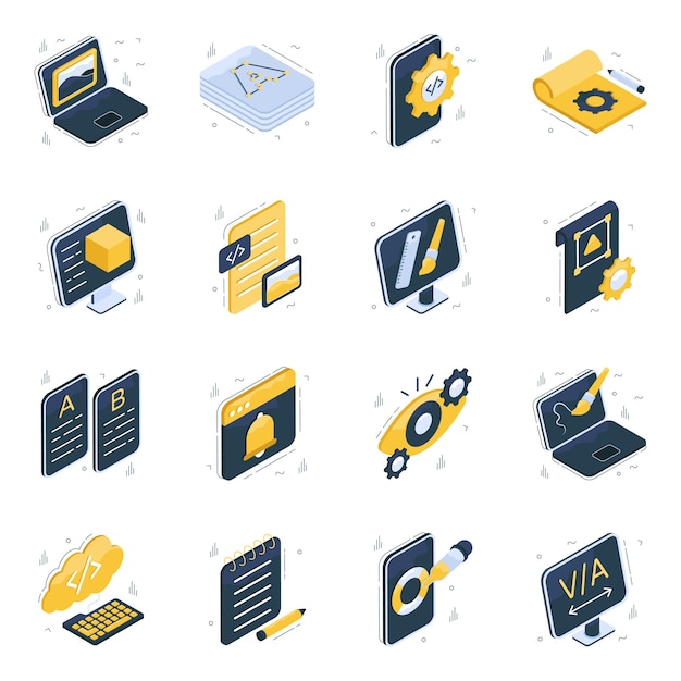 Pack of Design Tools Isometric Icons