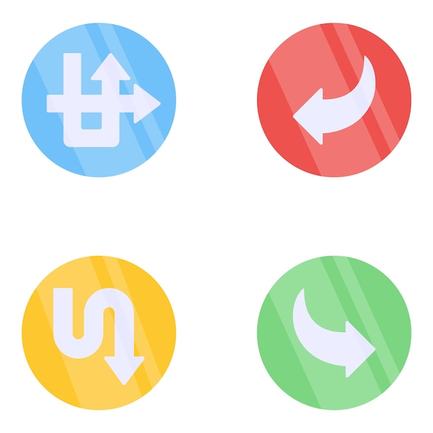 Pack of Directional and Navigational Arrows Flat Icons