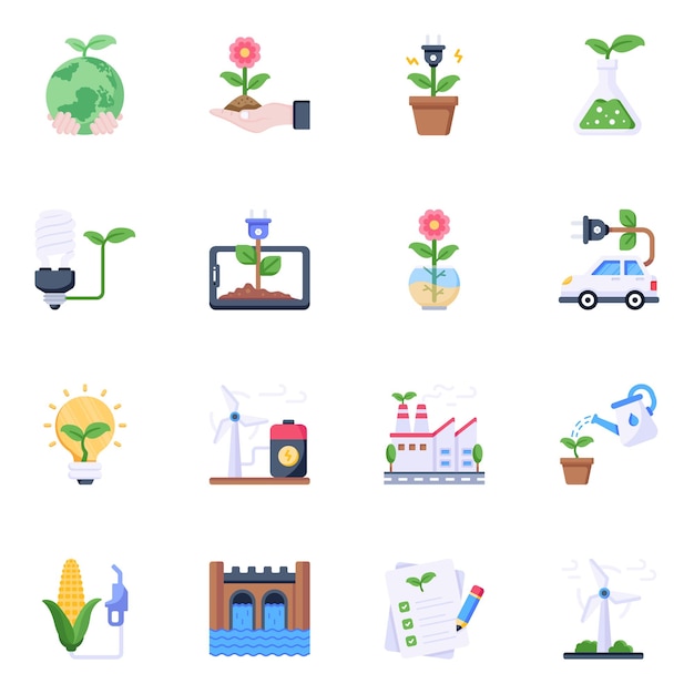 Pack of eco flat icons