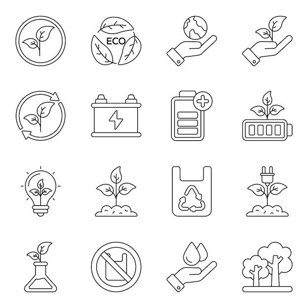 Vector pack of ecology line icons