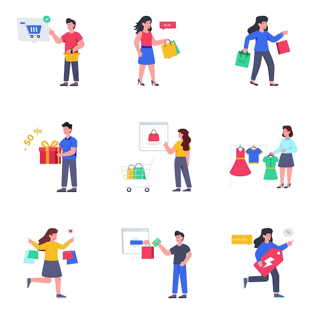 Pack of Ecommerce Flat Icons