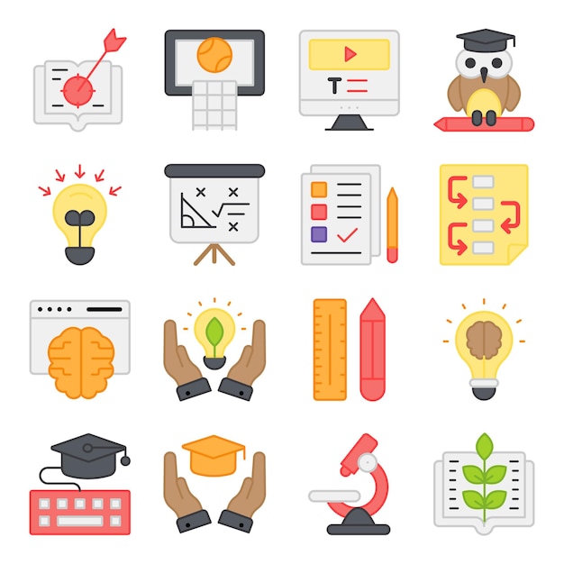 Pack of Education Learning Flat Icons