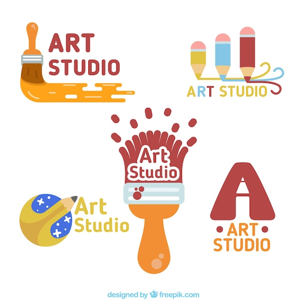 Pack of enjoyable art studio logos