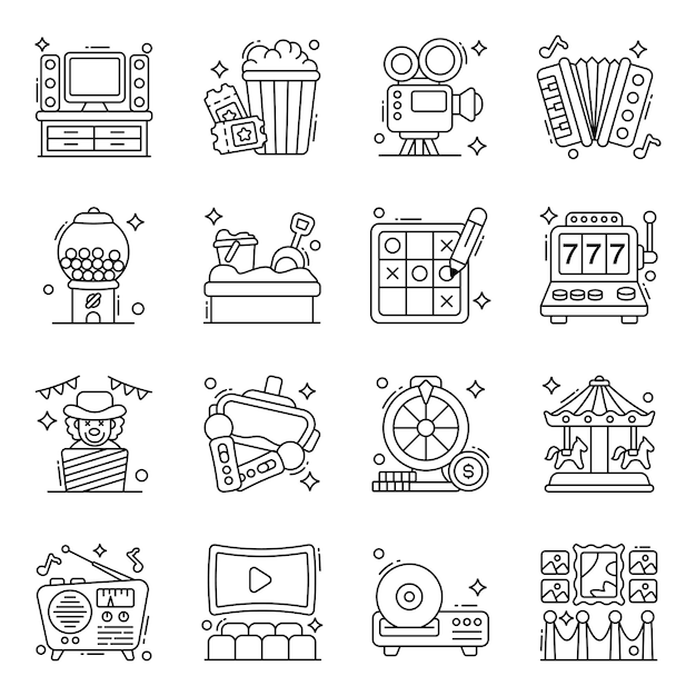 Vector pack of entertainment line icons