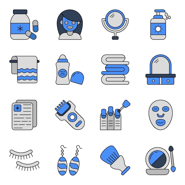 Pack of fashion and makeup flat icons