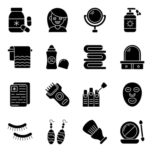 Pack of Fashion and Makeup glyph Icons