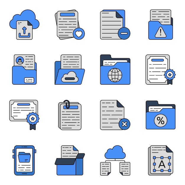 Pack of Files and Data Flat Icons