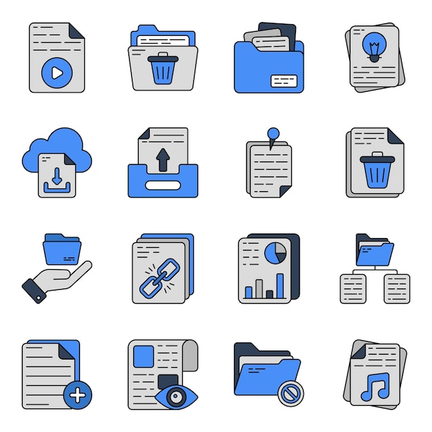 Vector pack of files and folders flat icons