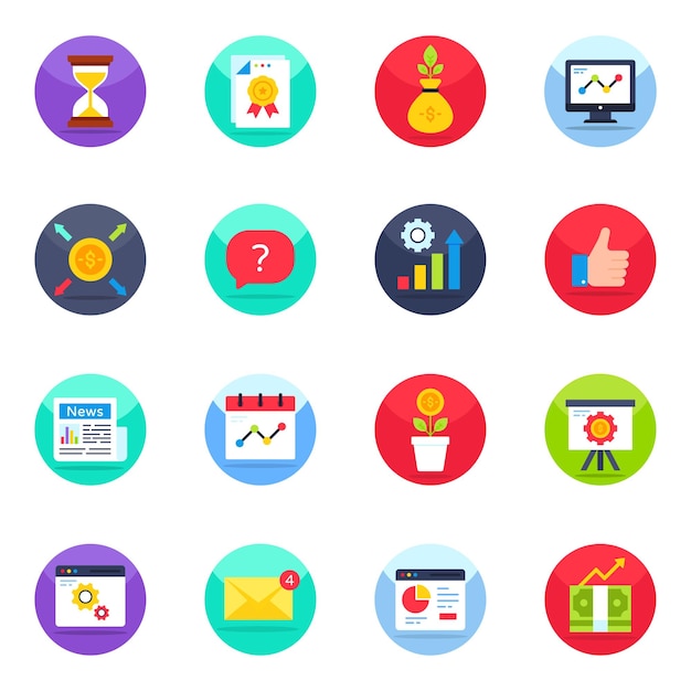 Pack of Finance Flat Icons