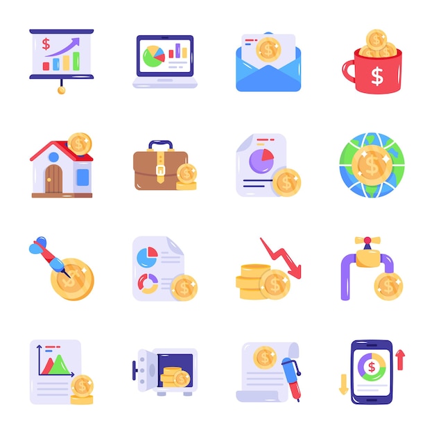 Pack of finance flat icons