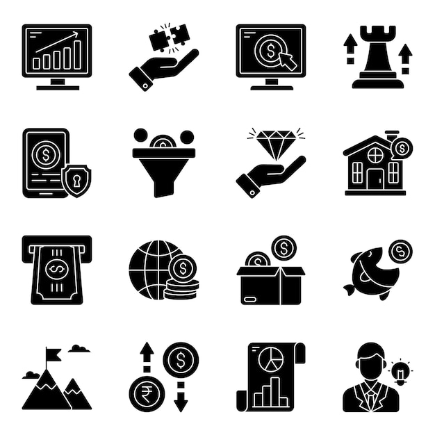 Pack of Finance glyph Icons