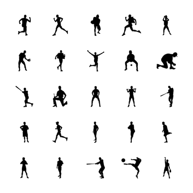 Pack of fitness exercise silhouettes vectors