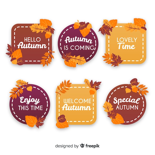 Vector pack of flat autumn badges