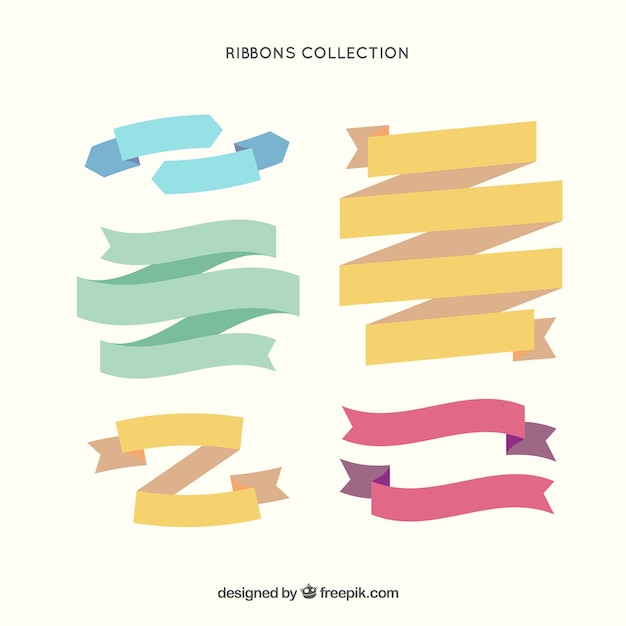 Vector pack of flat colored ribbons